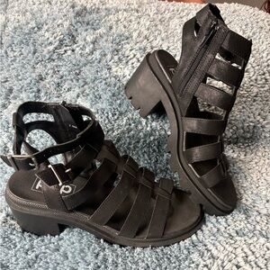 BCBG Black Gladiator Sandals